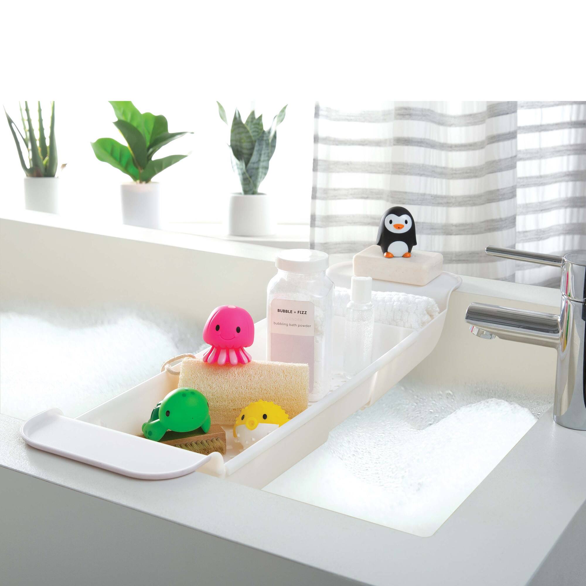 Bath Bliss White Expandable Non-Slip Bathtub Caddy